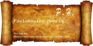 Pavlekovics Henrik névjegykártya